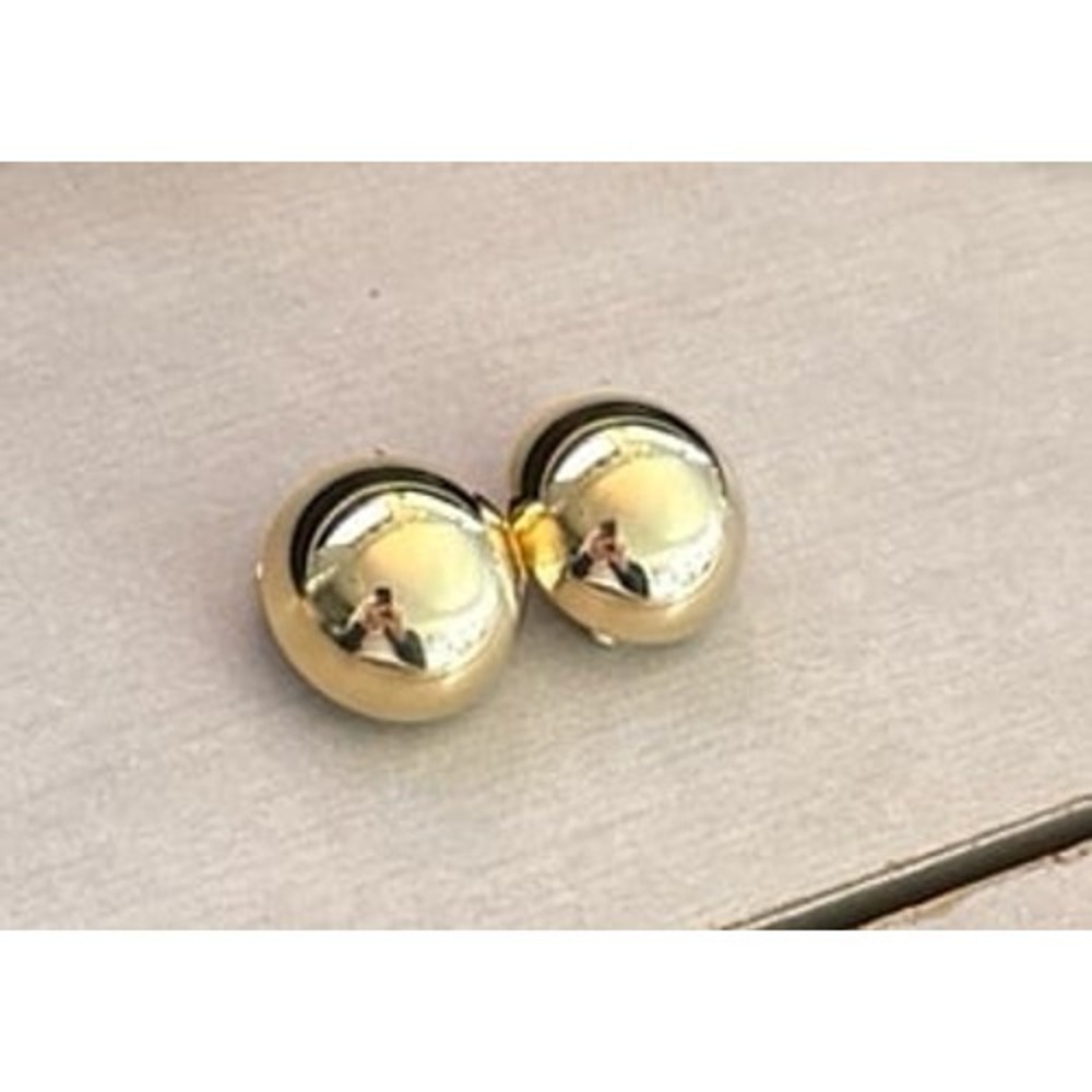 Gold-toned stud clip-on earrings‎ polished, spherical half-ball design